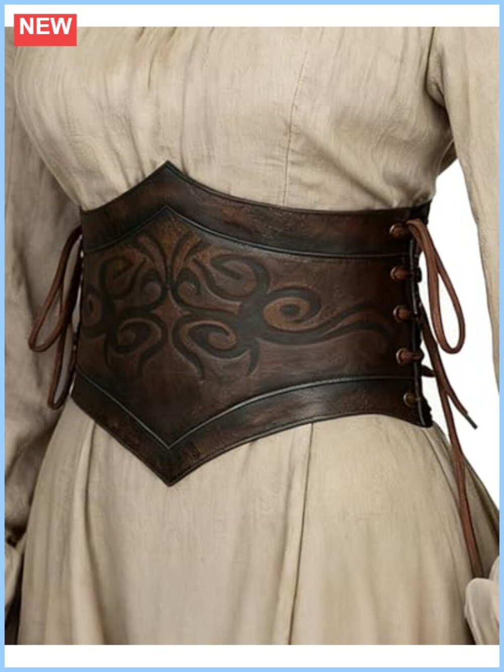 Faux Leather Viking Corset Belt Renaissance Waist Cincher